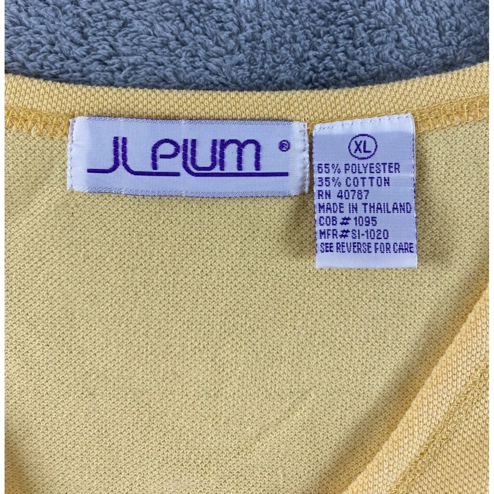 J.L. Plum Womens XL Yellow‎ Pique Knit Button Front V-Neck Sleeveless Vest